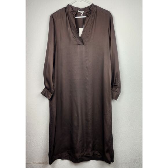 Peserico Vestiti Donna Dress in Caffe Brown Size 42 Italian US 6 Long Sleeve NWT - Picture 1 of 13